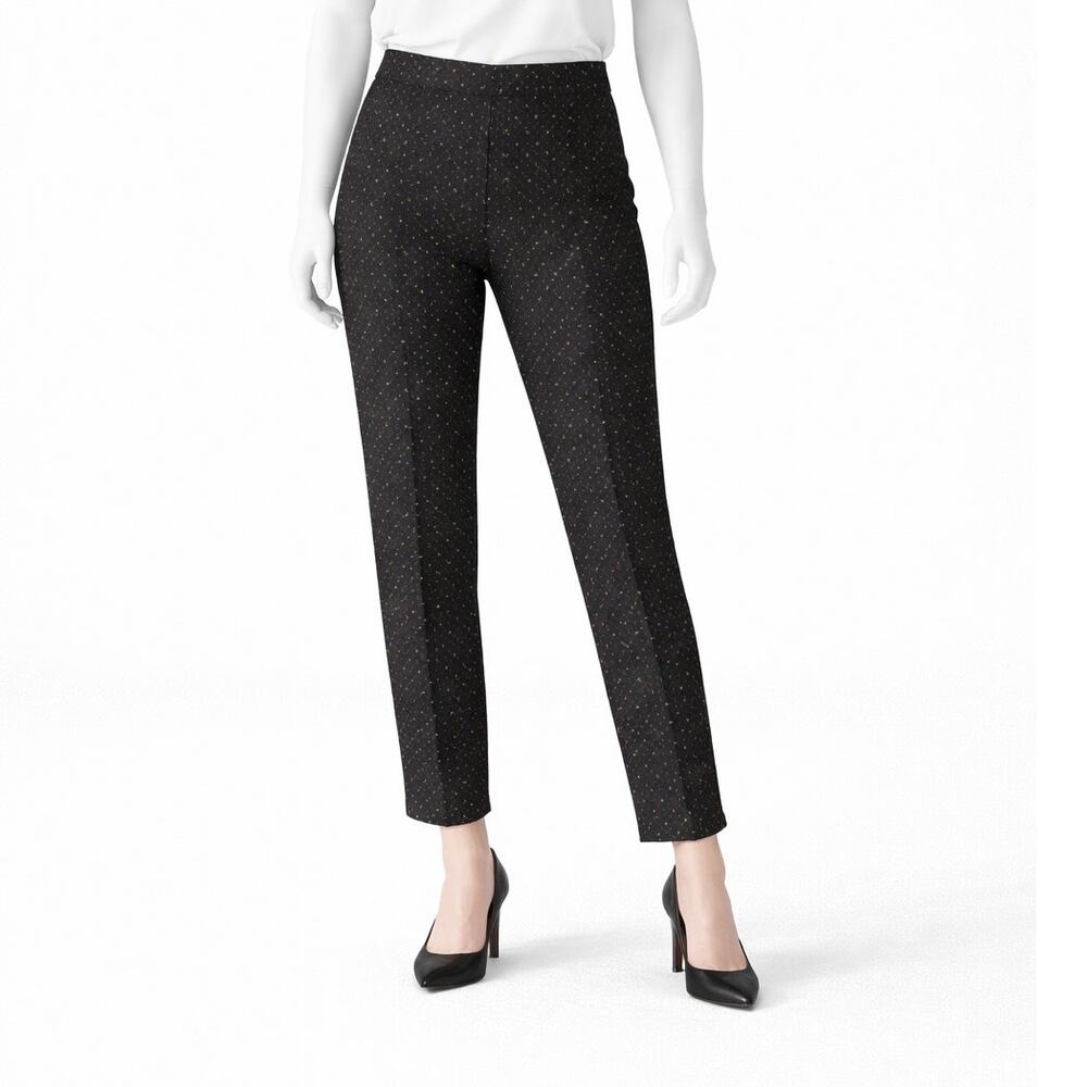 Zac & Rachel Size 14 Black Gold Print Ultimate Fit Career Pants office wear NWT